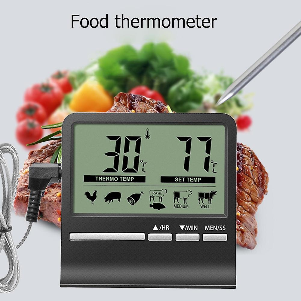 Digital Barbecue Meat Thermometer With Timer Oven Thermomet Probe Meter