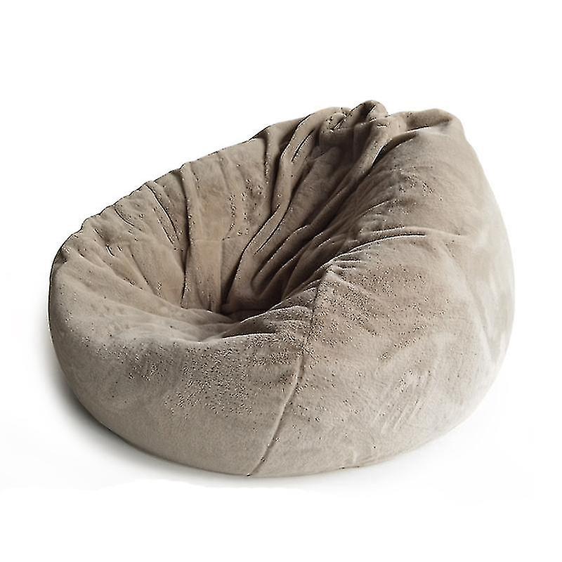 Light Brown Faux Rabbit Fur Warm Lounger Seat Lazy Sofa Cover Bean Bag Chair Cover Without Filling With Change Bag