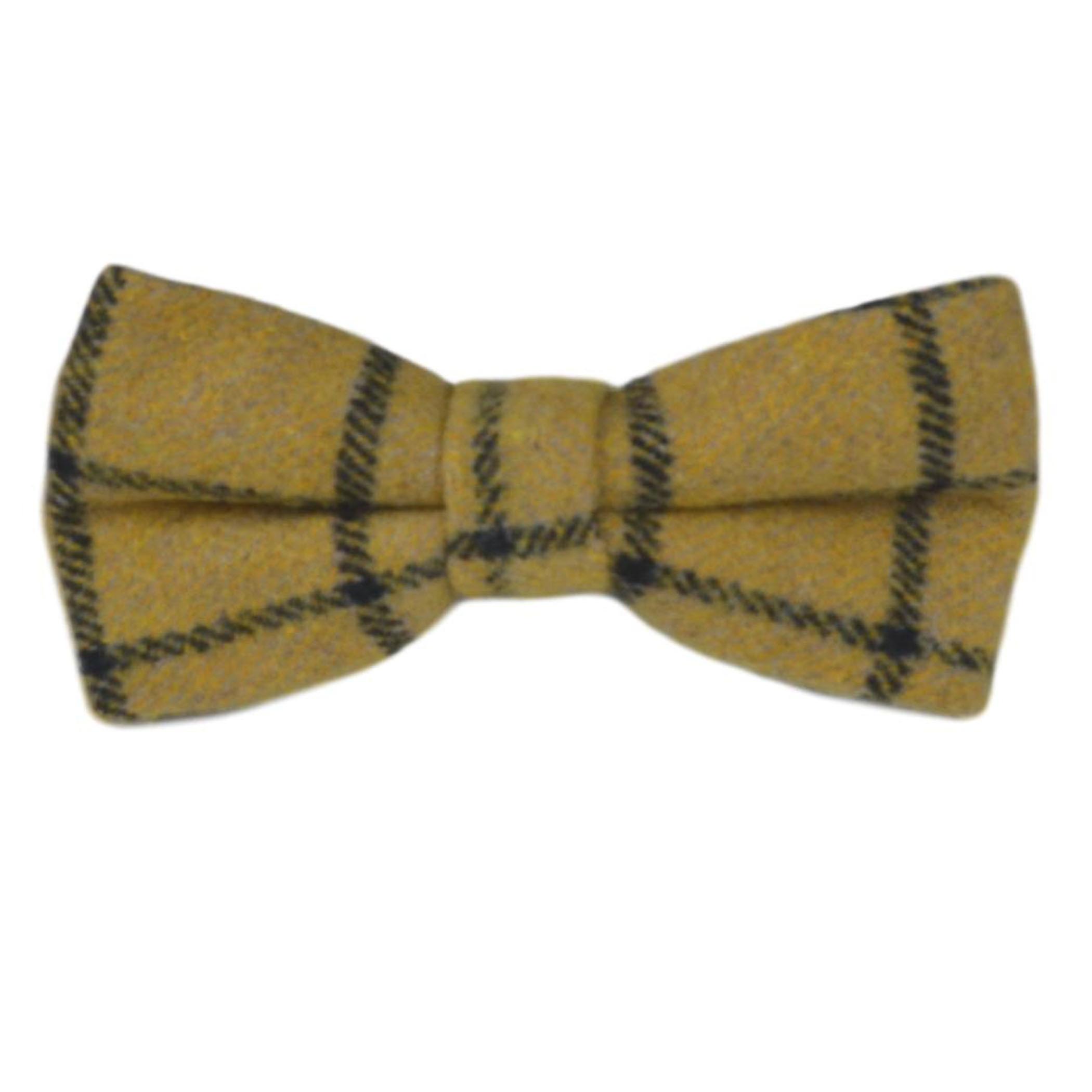 Honey Brown Birdseye Check Bow Tie & Pocket Square Set