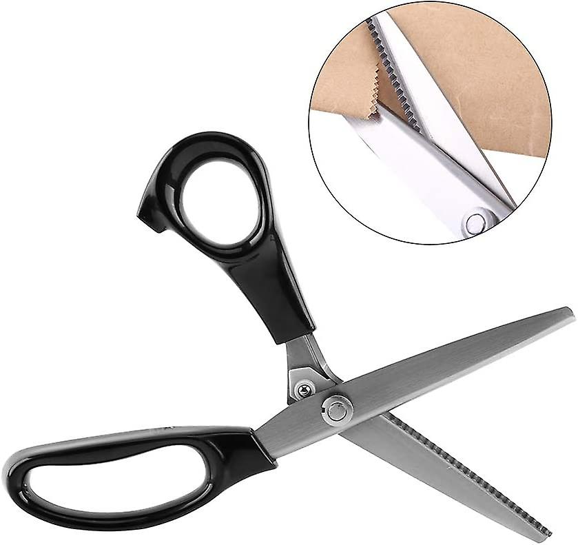 Pinking Scissors Fabric Decorative Scissors Round / Triangular Edge Handled Professional Sewing Scissors Clipper Ideal for Fabrics Linings Leather and