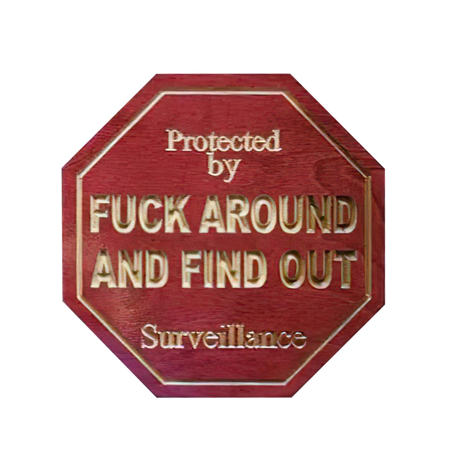 Durable Property Protected By Fucks Around And Find Out Wooden Sign With Stake For Front Door Decor(black, 30x30cm)