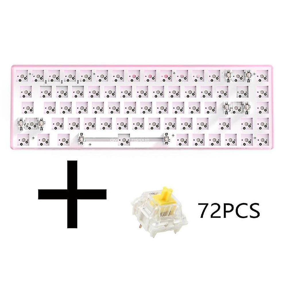 Tester68 Customized Mechanical Keyboard+yellow Axis Kit Pink