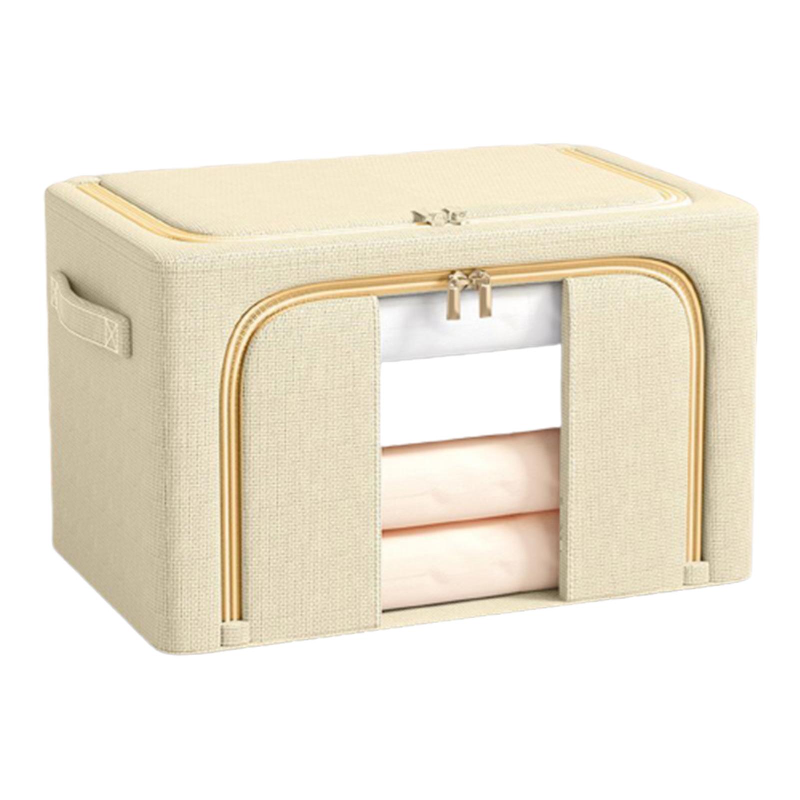 Folding Fabric Storage Box Stackable Linen Fabric Box Organizer For Blankets Comforters Clothing