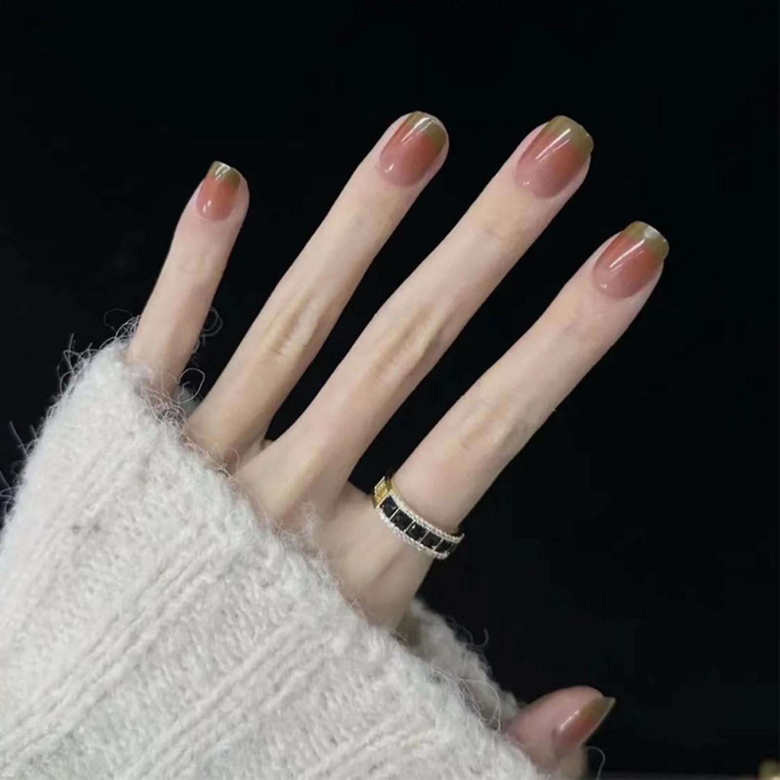 Clear Wine Red False Nails Easy To Apply & Remove Nails