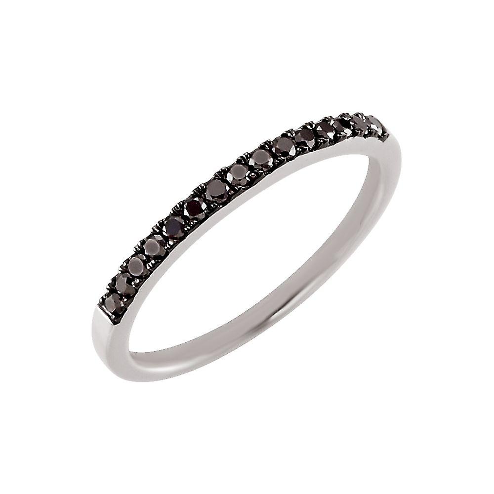 Bague en or blanc 14 carats avec diamant noir 0,2 dwt, taille 6,5, pour femme