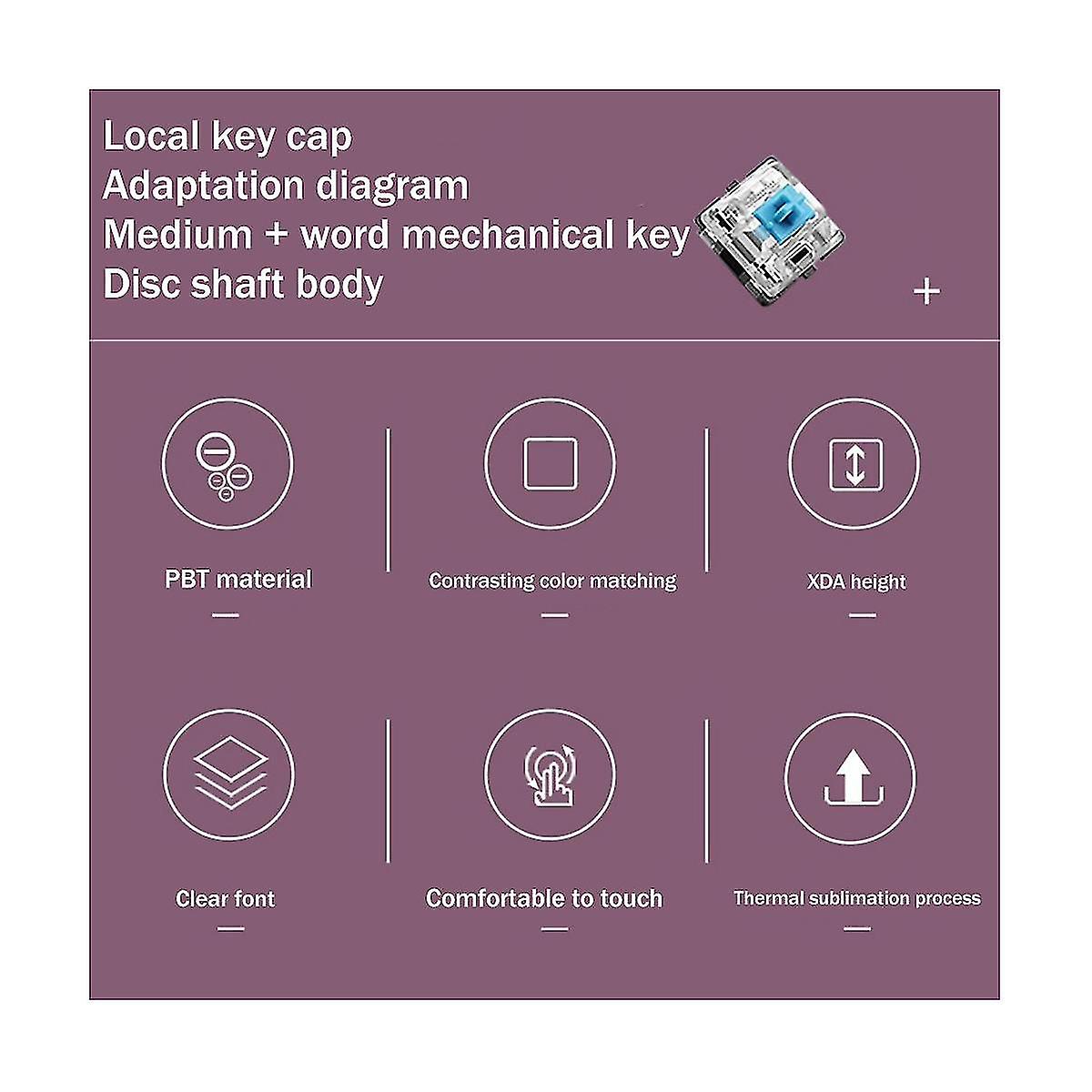 135-key Pbt Key Cap Xda Ball Cap 7u Bar Split Bar Cap -sided Sublimat Key For Mechan
