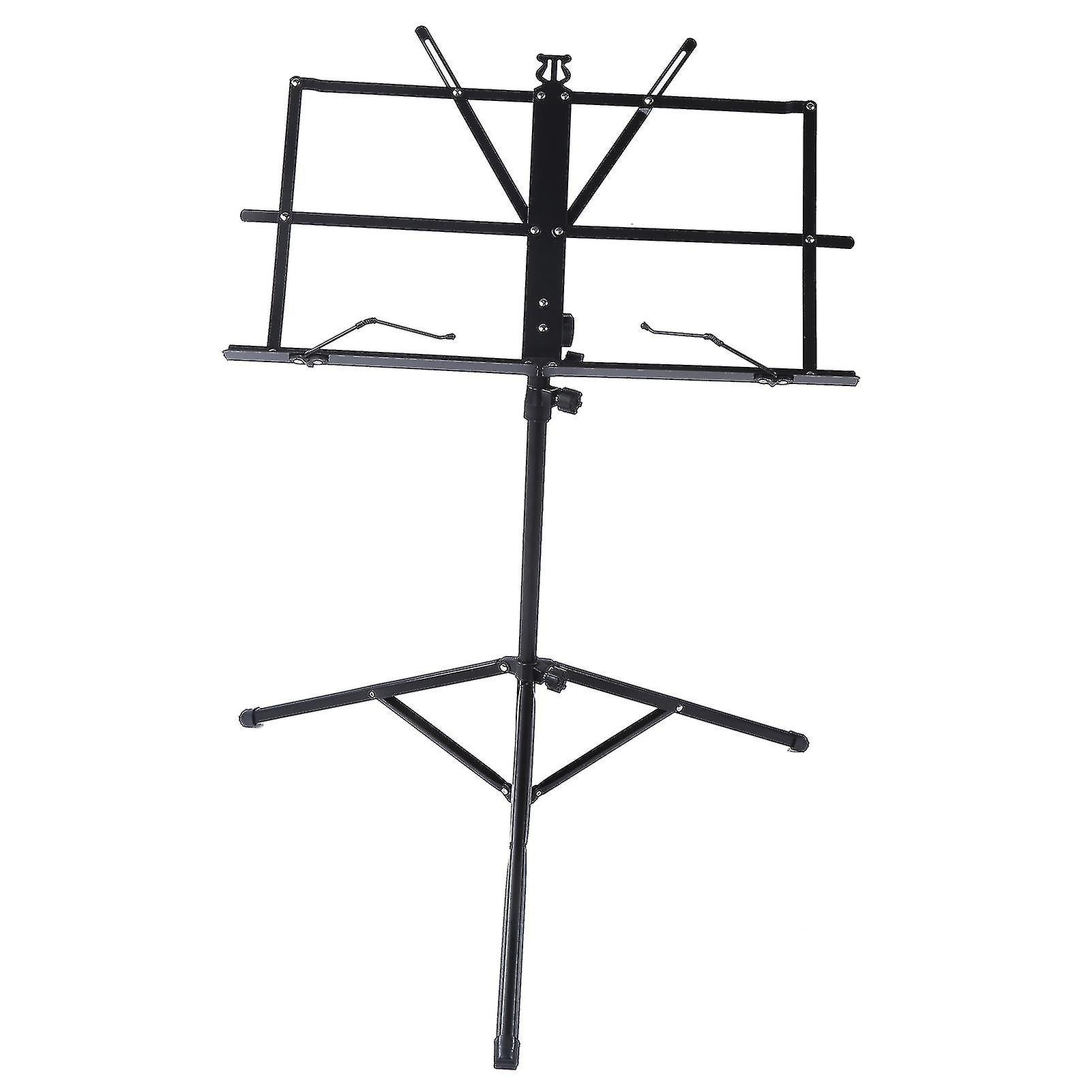 Small Music Stand Metal Portable Shelf Easy Assemble Lift Fold Adjustable Rack for Family UseBlack
