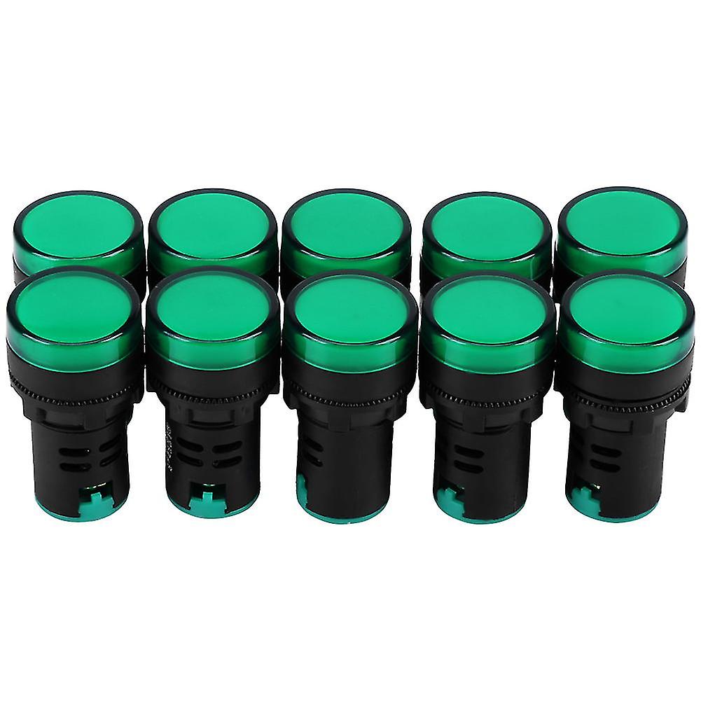 10Pcs AC/DC 24V 22mm Thread LED Electronic Indicator Signal Light (Green)