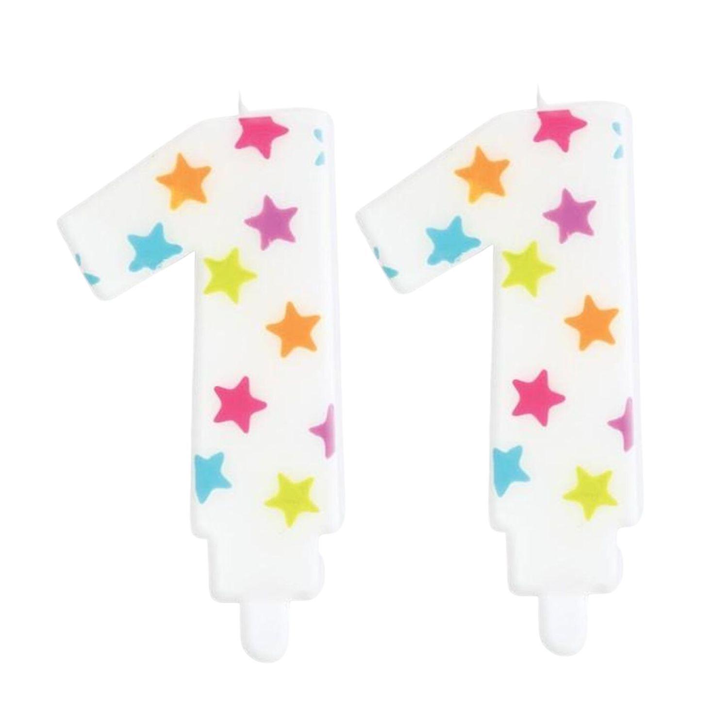 2 number 1 birthday candles 12 cm