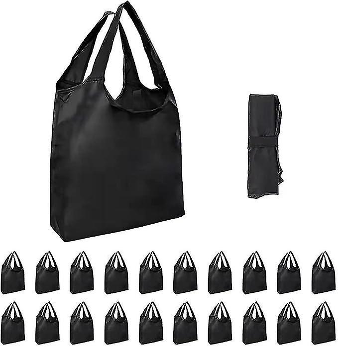 Sac de courses réutilisable avec poignées, grand format, pliable, 22,7 kg, lavable en machine (noir, 10 unités)