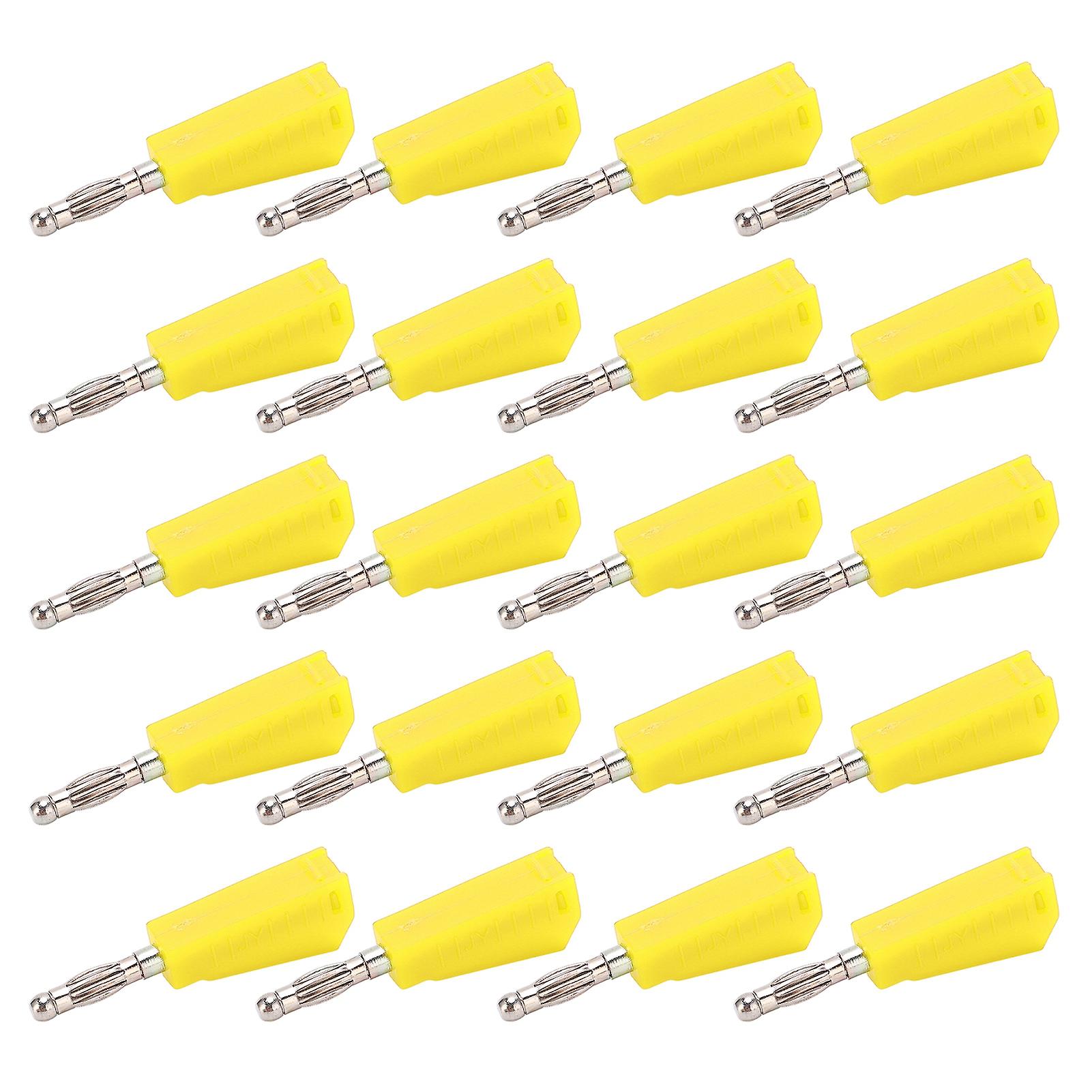 20pcs Banana Plug 4mm/0.16in Low Transmission Signal Loss Stable Current Compact Convenient Electrical ConnectorYellow