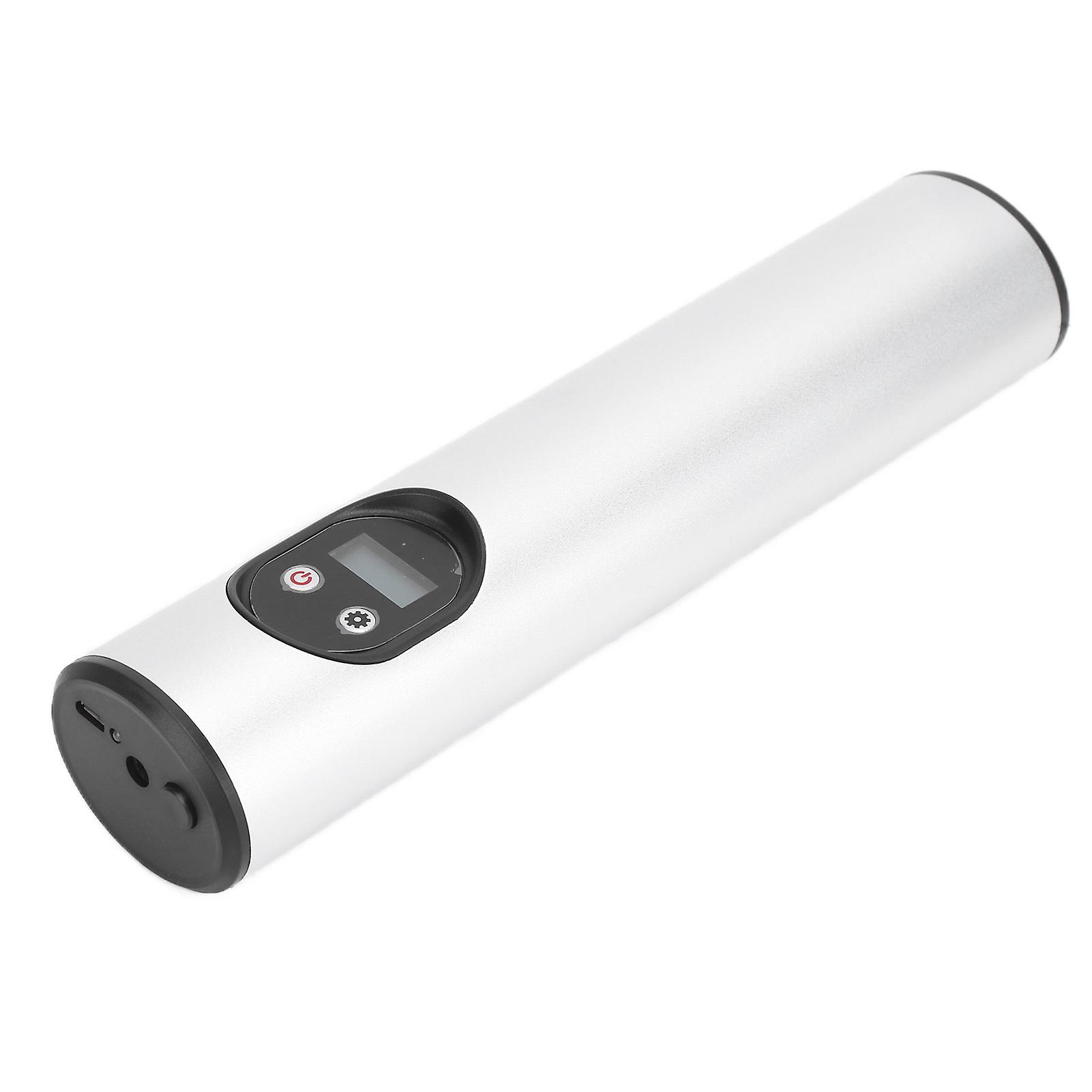 Electric Air Pump Portable Multifunctional Rechargeable Digital Display Lighting InflatorSilver