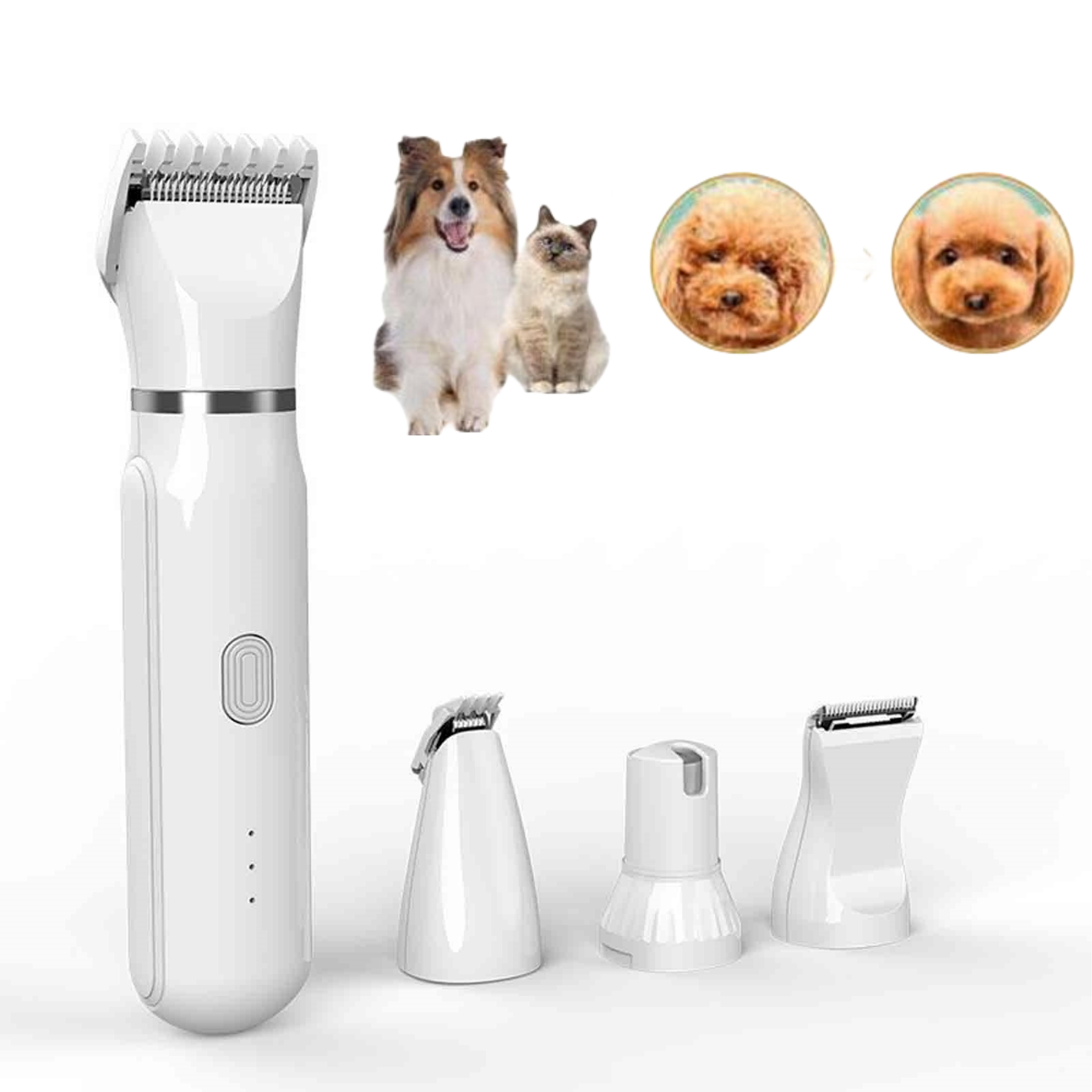 4-in-1 Set of Dog Electric Clippers With 4 Replacement Heads,Pet Shaver