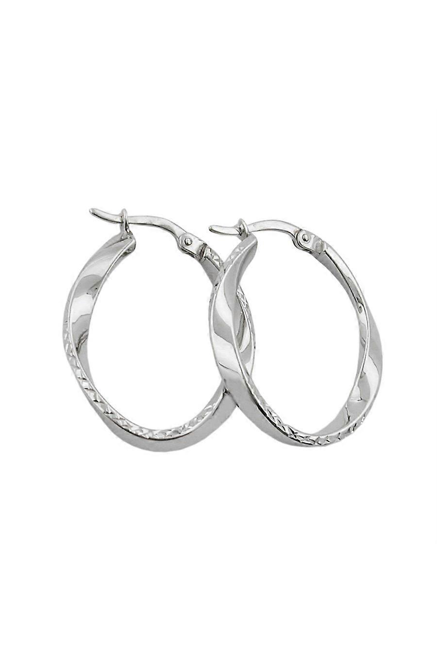 Hoop Earrings Oval & Twisted Silver 925 - Gl91519