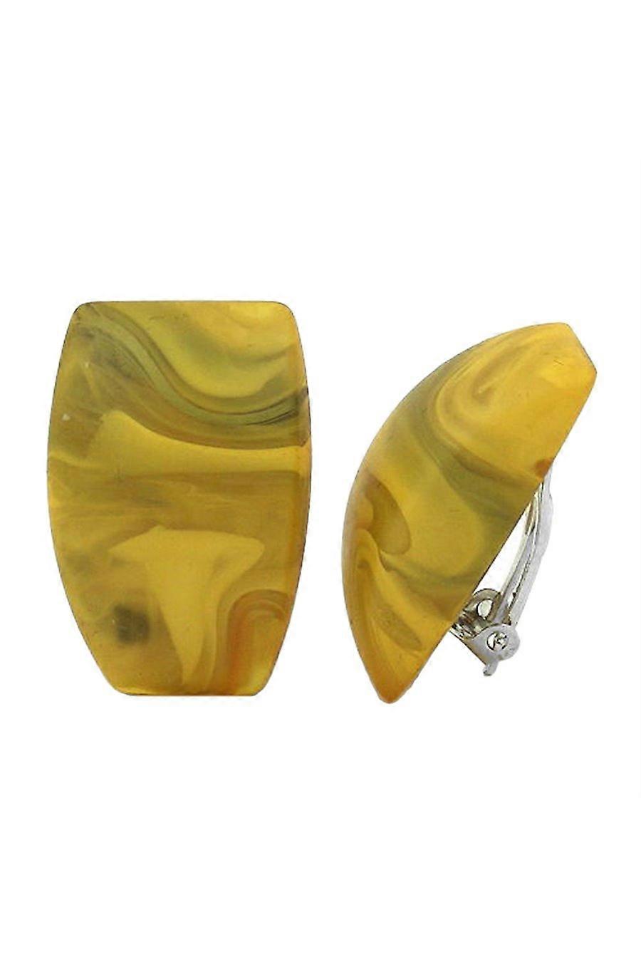 Clip-on Earring Trapezium Green Yellow Matte - Gl02813