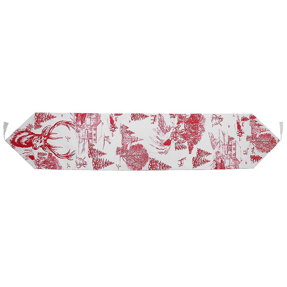 Christmas Table Runner Red Deer Pattern Fabric Printing Desk Decoration Tablecloth