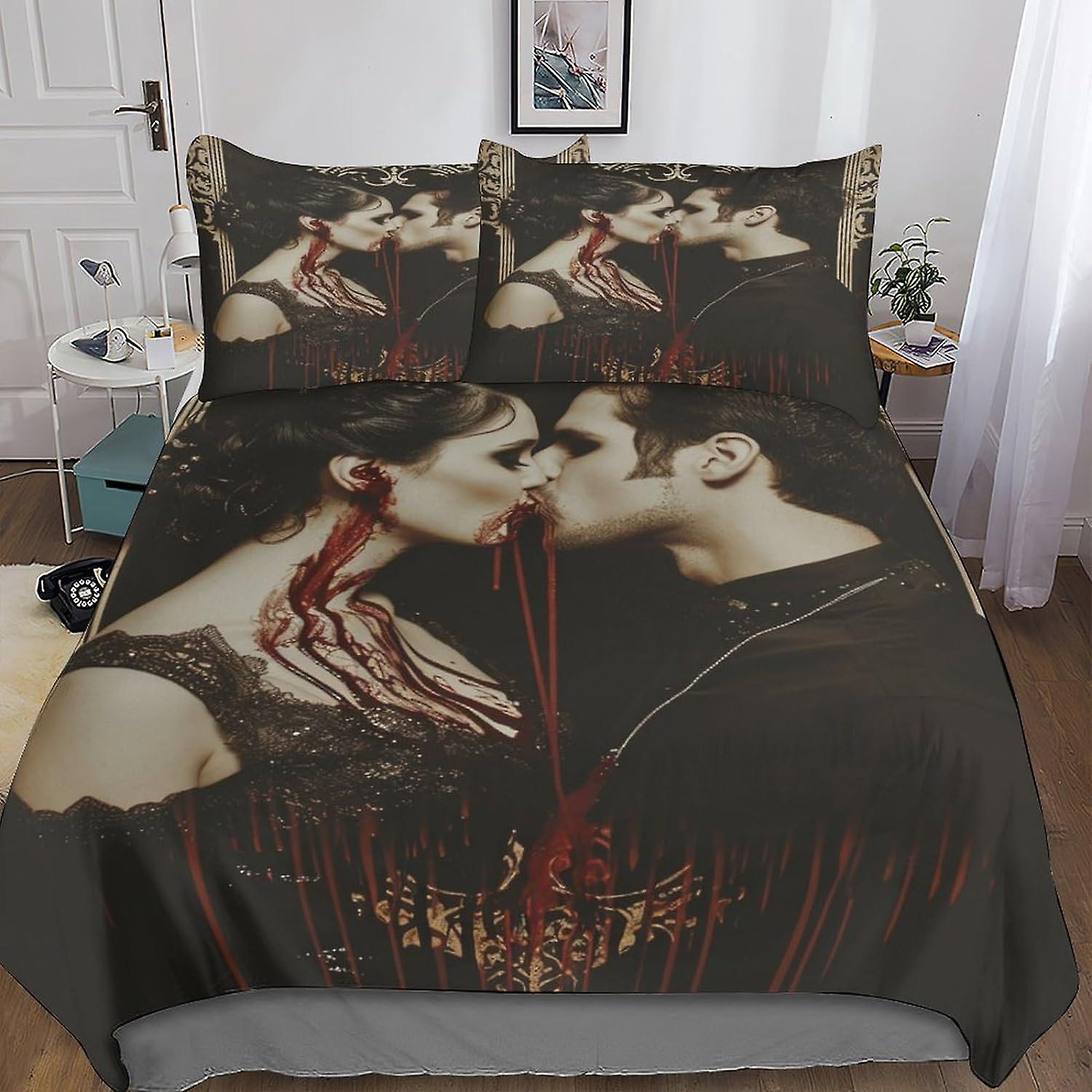 DSJackson The Vampire Diaries All-Inclusive Bedding Sets with Hidden Zipper Closure - Premium 3-Piece Movies Quilt Cover Set with Vibrant 3D Print And