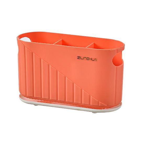 3-Grids Quick Draining Utensil Holder with Hooks PP Removable Bottom Plate Chopsticks Holder Kitchen Accessories