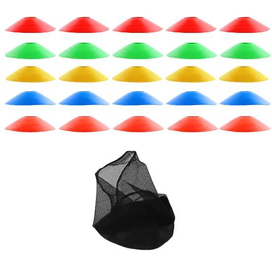 25Pcs Football Cones with Storage Bag Vibrant Color Smooth Edge Burr-Free Flexible Soccer Cones Versatile Training Tool