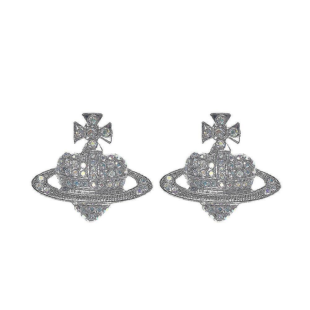 كريستال زحل القلب الجرم السماوي قطرة تتدلى أقراط عشيق حجر الراين الفضة الذهب جيد