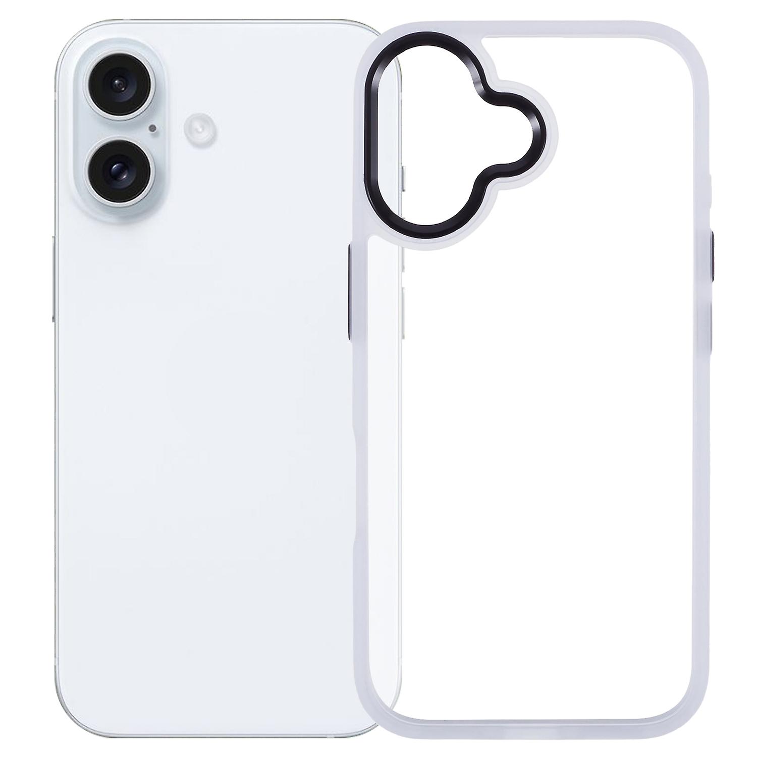 For iPhone 16 Cell Phone Cases Drop-proof Clear Back PC+TPU Cover - White