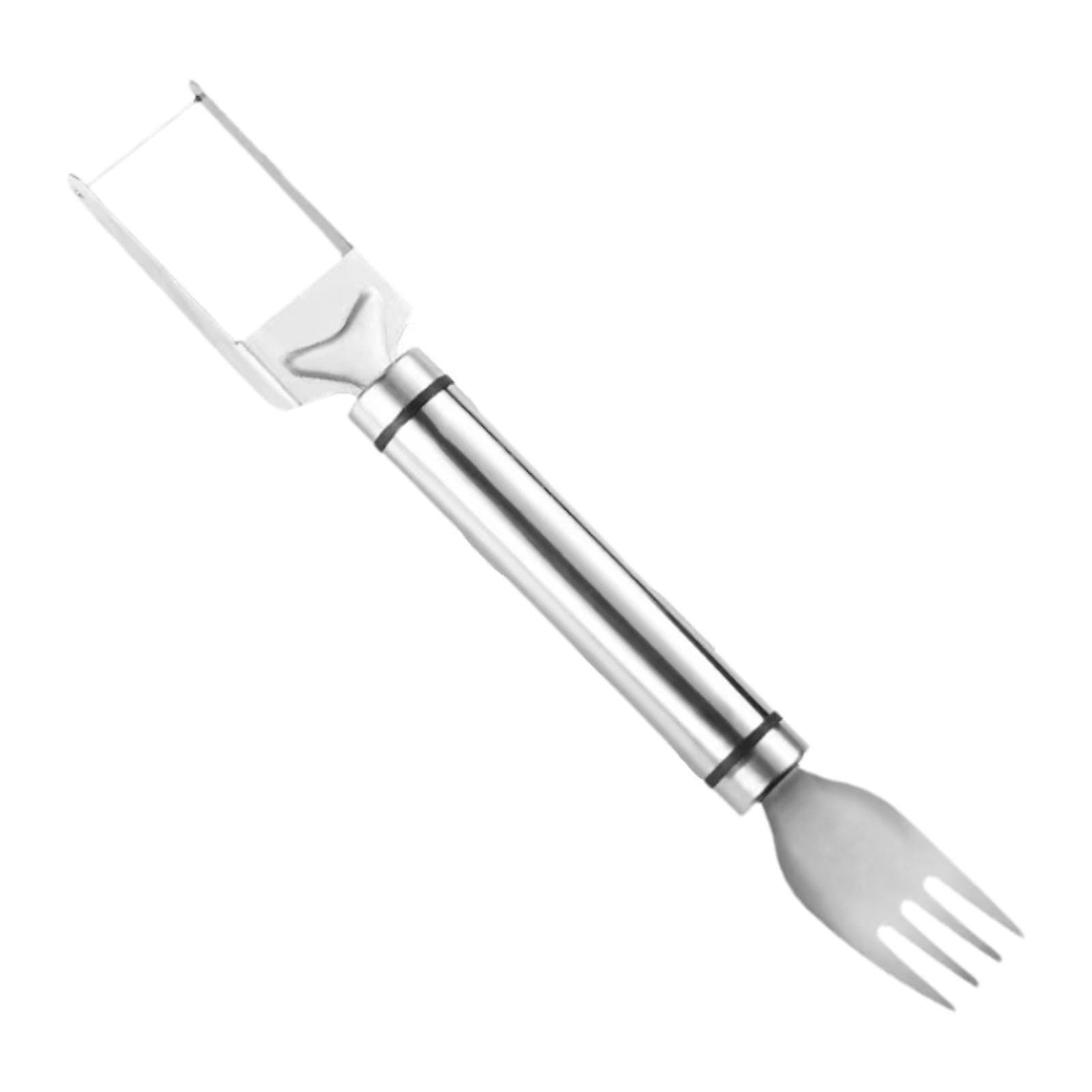 2 in 1 Watermelon Cutter and Fork Fruit Fork Summer for Party Camping Picnic Argent