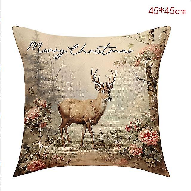 45 cm Yastık Kılıfı Noel Baba Kardan Adam Noel Ağacı Yastık Kılıfı Ev Için Mutlu Dekor 2024 Noel Dekor