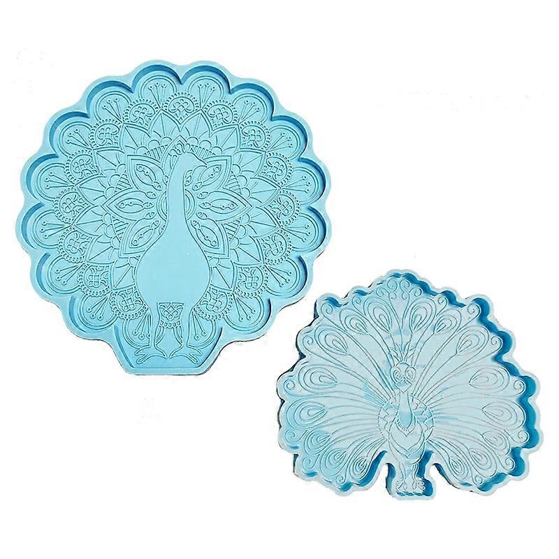 Unbrand Coaster Mold Peacock Cushion Mold Diy Agate Coaster Mat Décorations pour la maison Bleu