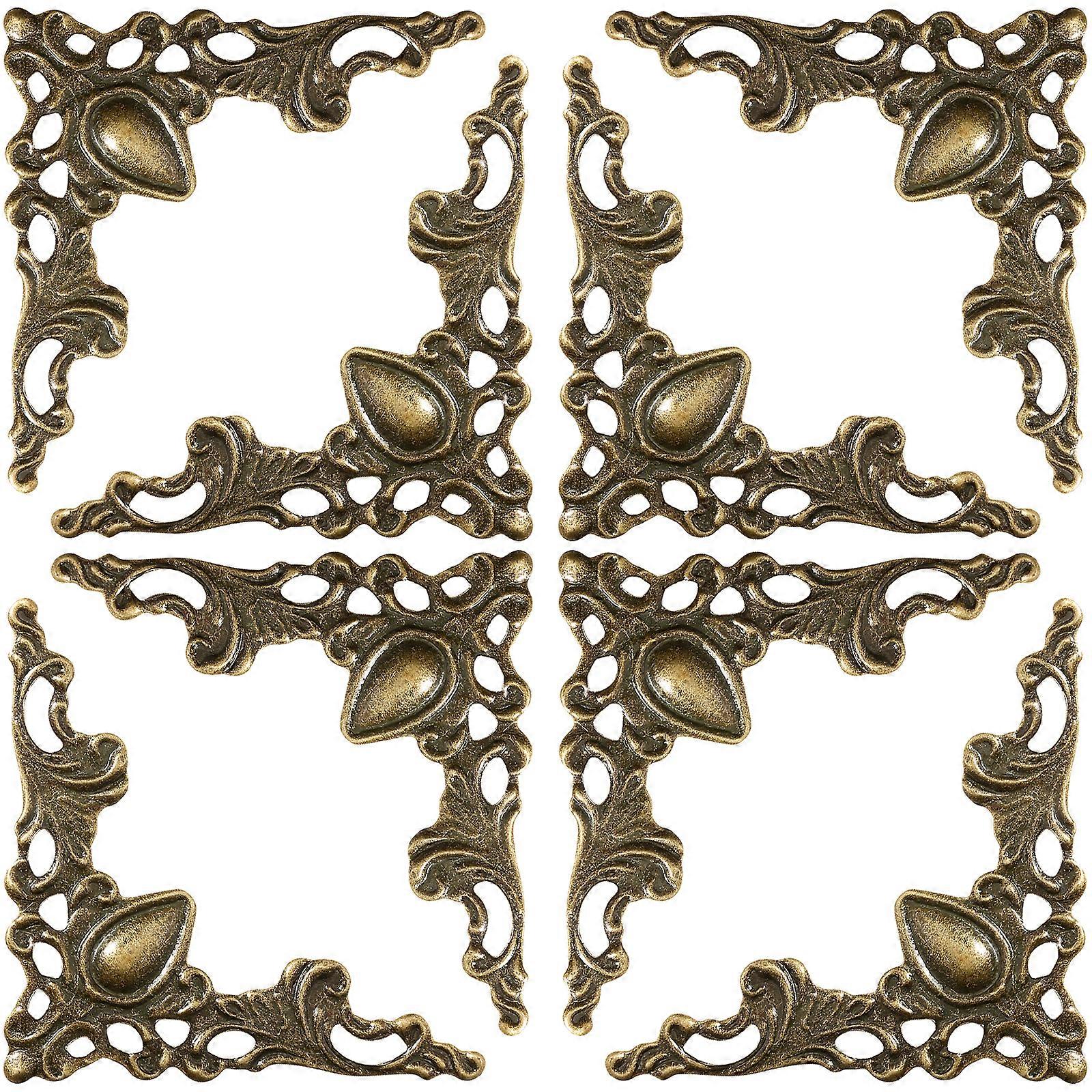 24 件复古金属书角保护盒书剪贴簿相册角装饰保护套（古董青铜）