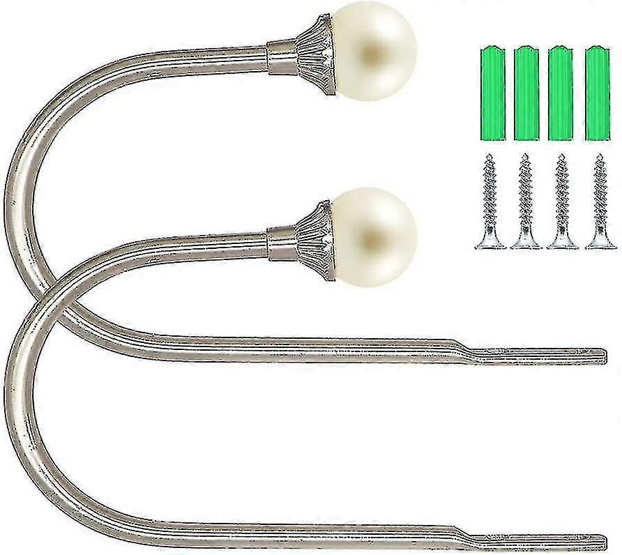 2pcs Curtain Hooks With False Pearl Decoration U Shape