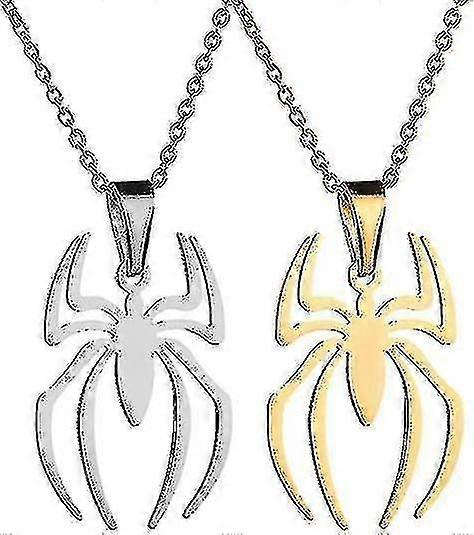 Collana con ciondolo a forma di ragno in acciaio inossidabile, gioiello leggero a forma di Spiderman per bambini, ragazzi e ragazze, 2 pezzi