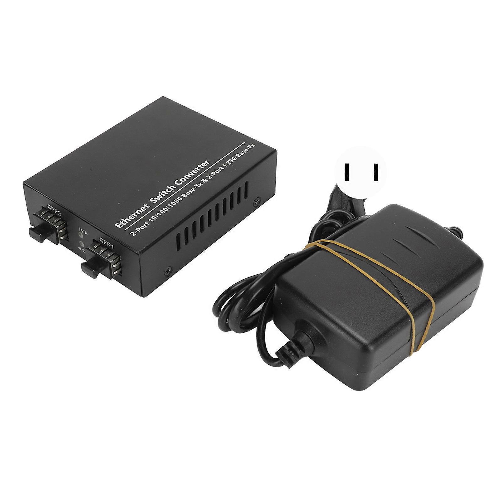 Fiber Transceiver Plug and Play Up to 120km SFP to RJ45 Fiber Media Converter with LED Indicators 100?240V US Plug