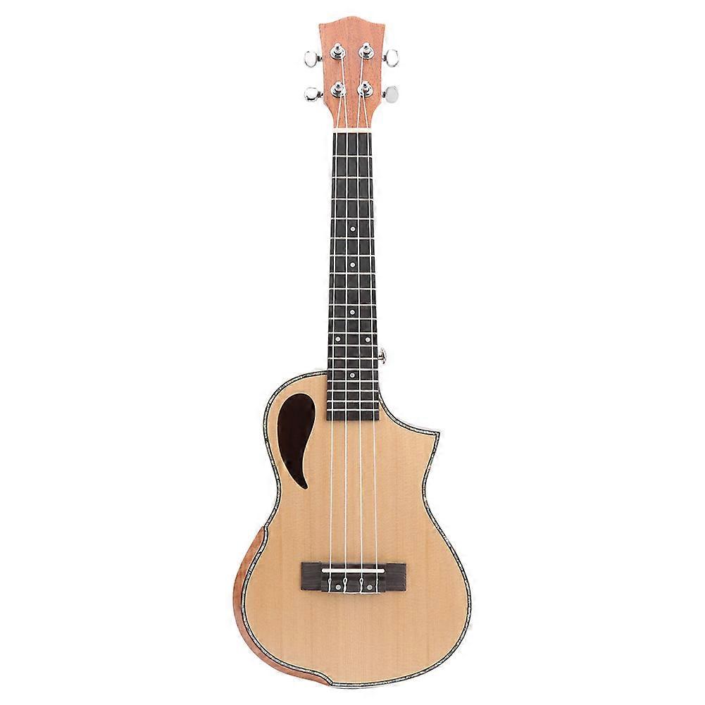 Ukulele 23 polegadas Veneer Spruce Face Single Entalhado Braço Guarda Corda Instrumento Musical