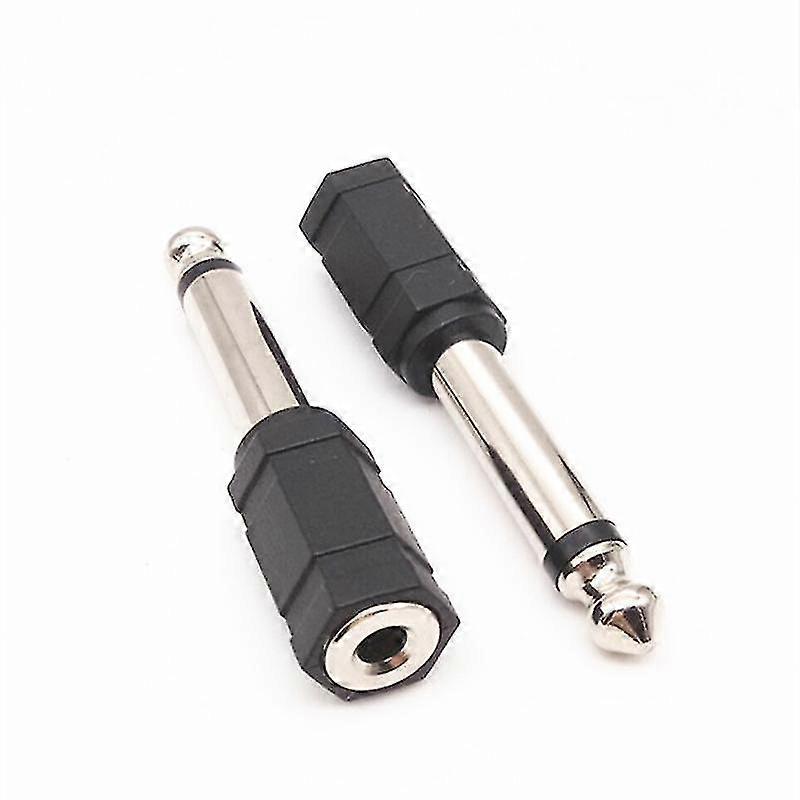 3.5mm To 6.35mm Adapter, Mic Jack Converter (2pcs, Black)