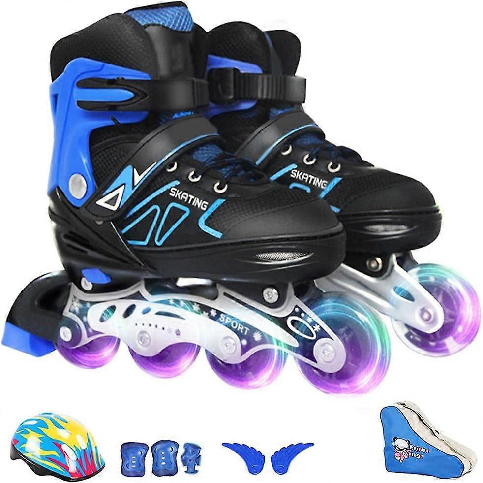 ABEC-7 Inline Skates, Adjustable Bearing, Unisex, with Flashing Protective Wheel, for Adult Beginners and Boys