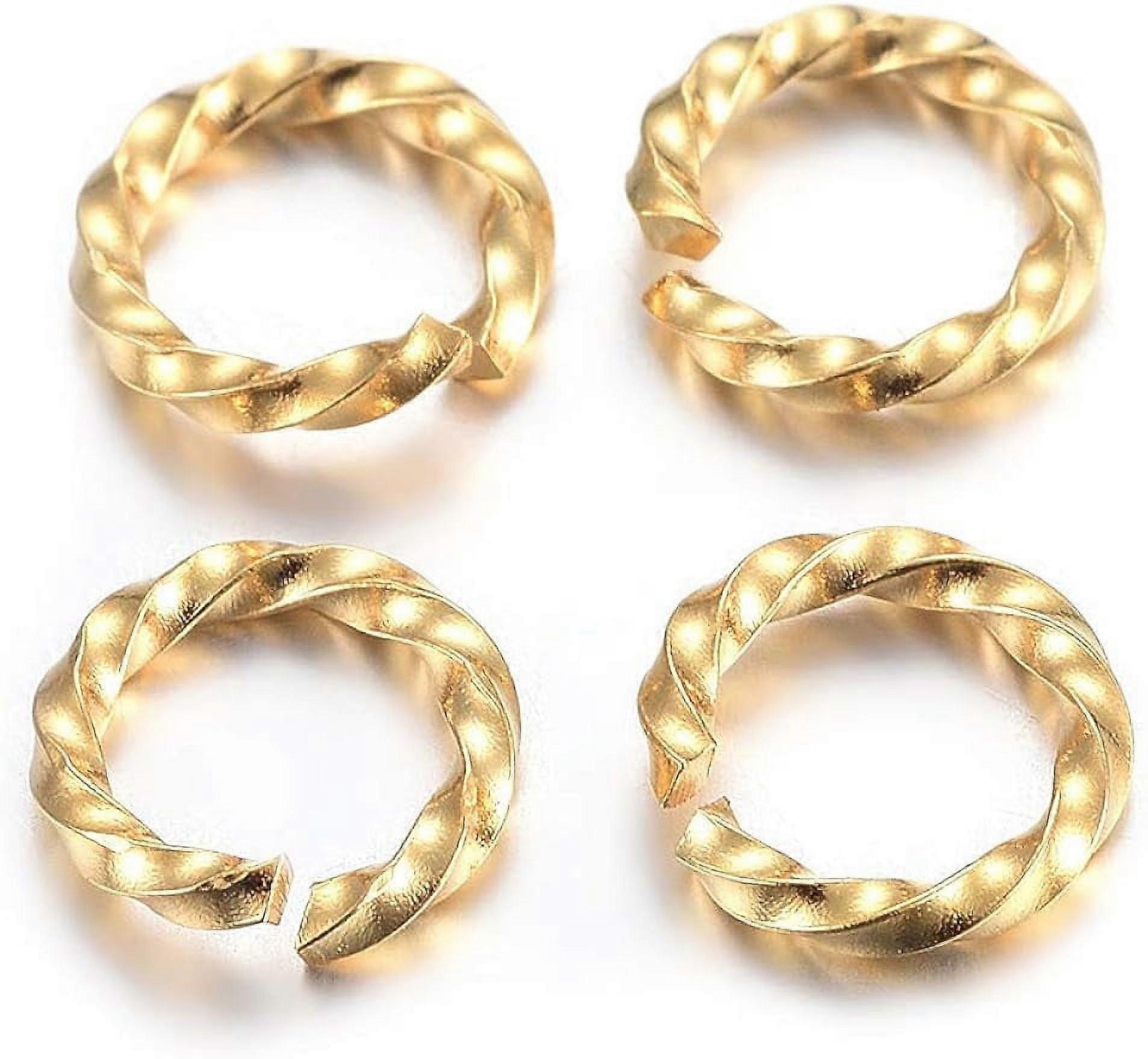 10Pcs Stainless Steel Twisted Jump Rings Open Jump Rings Twisted Golden Connector Rings for Necklace DIY Jewelry Making 8x1mm