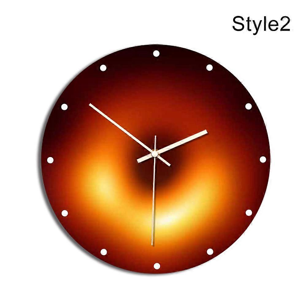 Wall Hanging Clock Moon Black Hole Pattern Silent Round Wall Clock for Bedroom Office