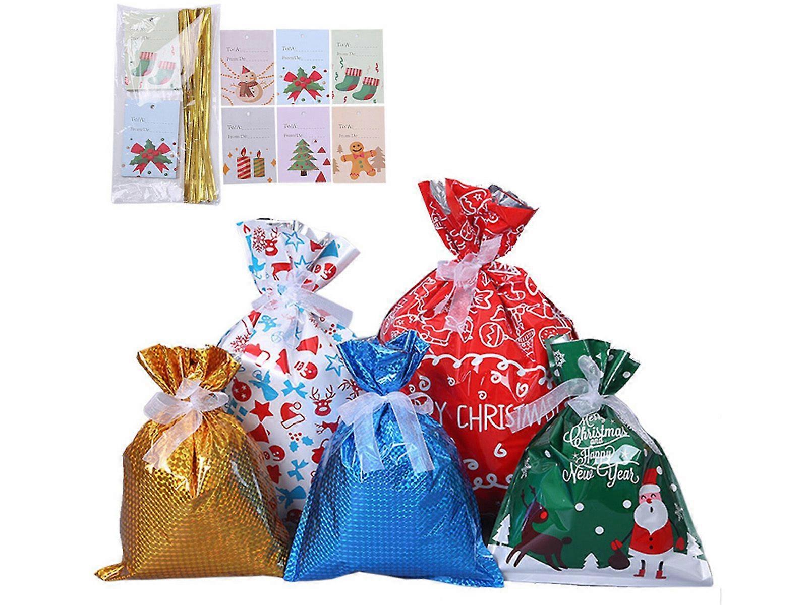 Set of 30Pcs Christmas Candy Bag Party Cookie Wrapping Pouch with Labels