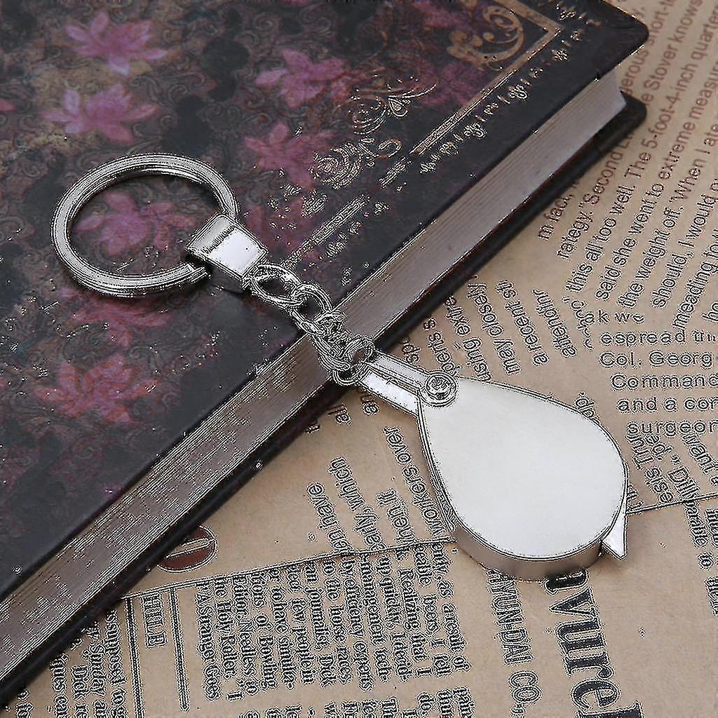 Folding Pocket Magnifier Mini Metal Keyring Loop Magnifying Eye Glass Reading
