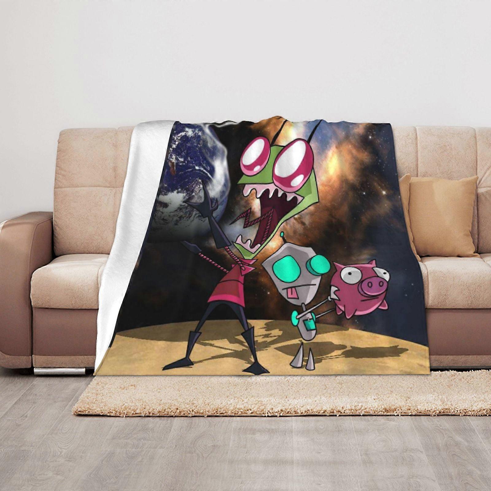 Cobertor de Flanela Fuzzy Macio e Aconchegante Invader Zim Presente para Adulto/Adolescente/Crianças-TGHY321