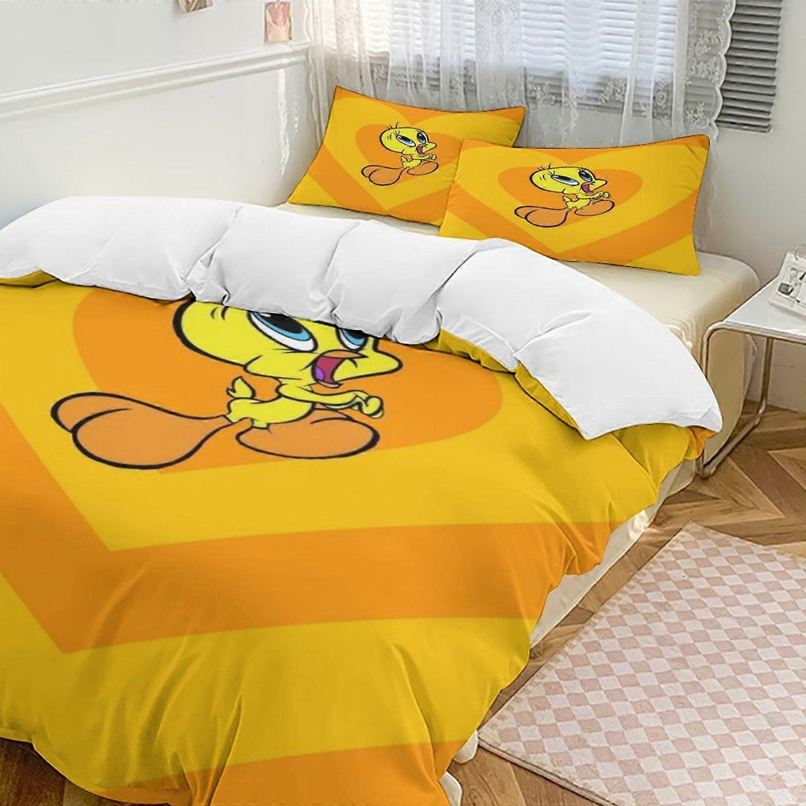 c547 TweetyBird 2 Capa de Edredom de Cama Conjuntos de Cama de Microfibra Conjuntos de Edredom Leve de 3 Peças, 1 Capa de Edredom e 2 Fronhas para Crianças ee547