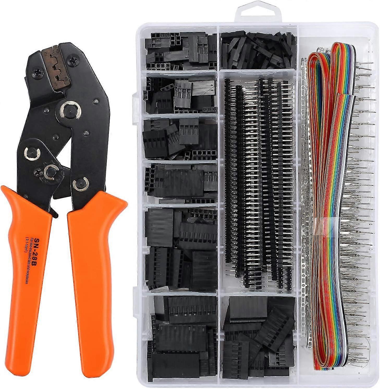 Dupont Crimper Plier Crimping Tool Kit With 1550 Pcs Dupont Male/female Insulated Modular Ratchet Connector 2.54mm 3.96mm 28-18 Awg 0.25-1.5mm