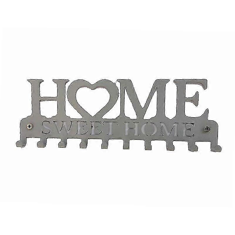 New Iron Home Creative Key Hook Free Punch Shelf Towel Hook Row Hooksilver