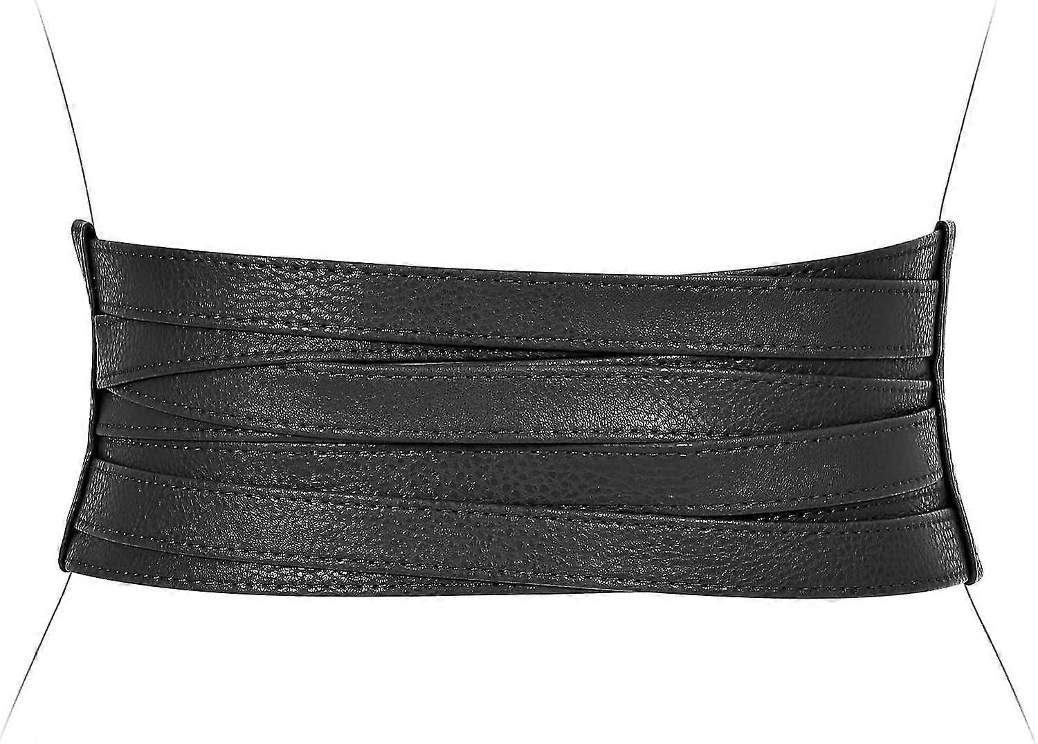 Kvinner Leather Wide Waist Belt - Elastisk elastisk Obi-belte