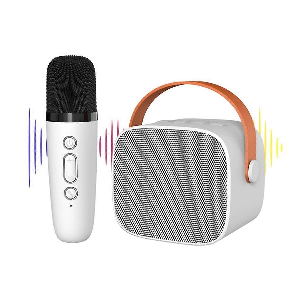 P2 Home Kids Karaoke Bluetooth Speaker Portable Loudspeaker with 1 Microphone - Ivory White