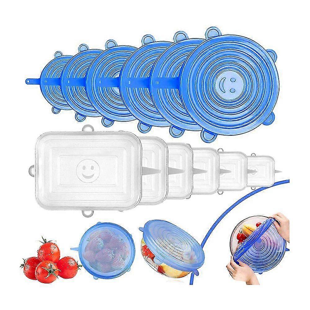 Stretchable Silicone Lids, 12 Pack Silicone Stretchable Lids Different Sizes Stretchable Cling Film