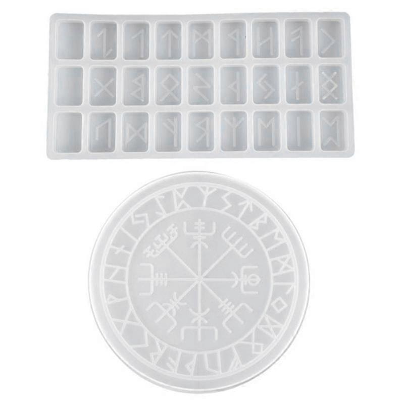 2Pcs/Set Runes Symbol Crystal Epoxy Resin Mold for Table Gaming Viking Treasure Circle Divination B