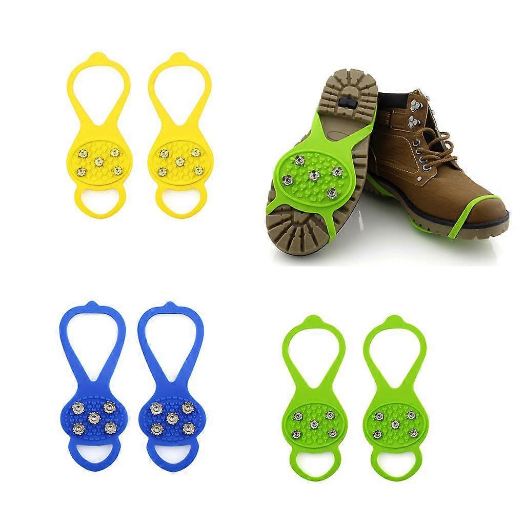 3ペアアイスグリップアイゼントラクションクリート5歯滑り止め38-48シューズ用
