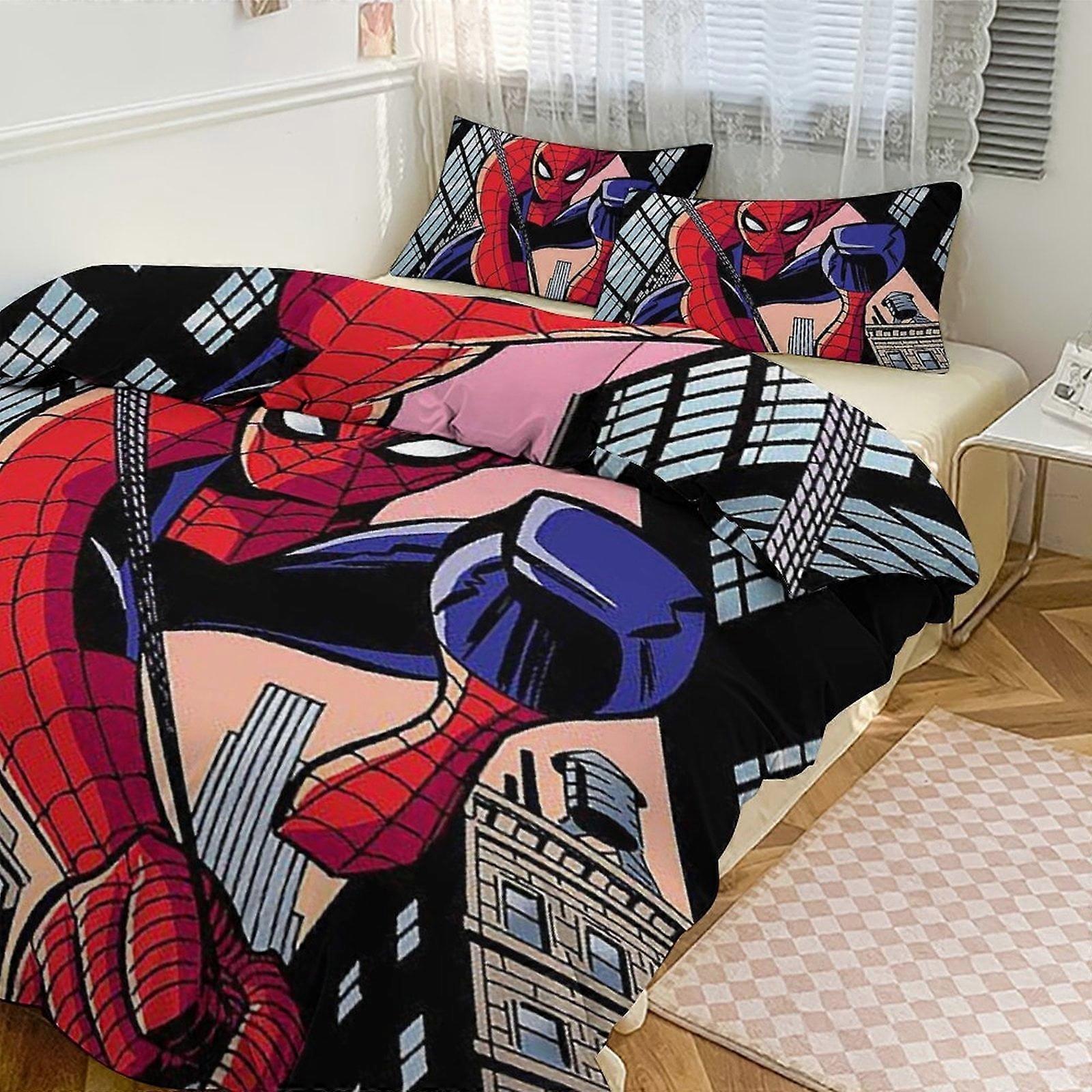 مجموعات الفراش Kt40 Spiderman للأطفال والرجال والنساء بحجم مزدوج 3 قطع 1 غطاء لحاف و 2 أكياس وسادة-XP Tp40