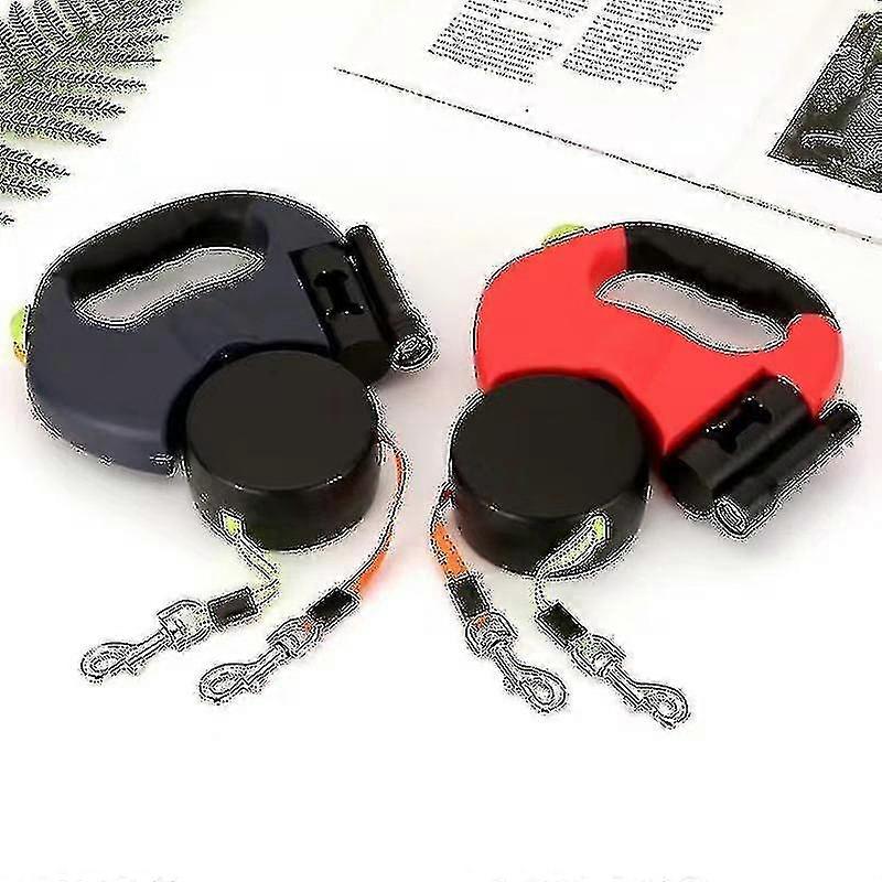 Retractable Double Dog Lead With Two 3-metre Cords 360 Double Tangle Free Dog Lead For Walking-subaoe